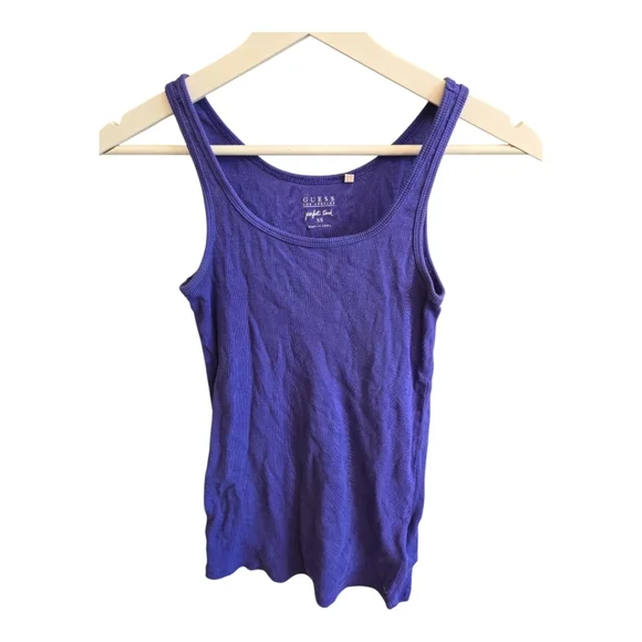 GUESS Blue 🔵 Ribbed "Perfect Tank* Top - Picture 2 of 6